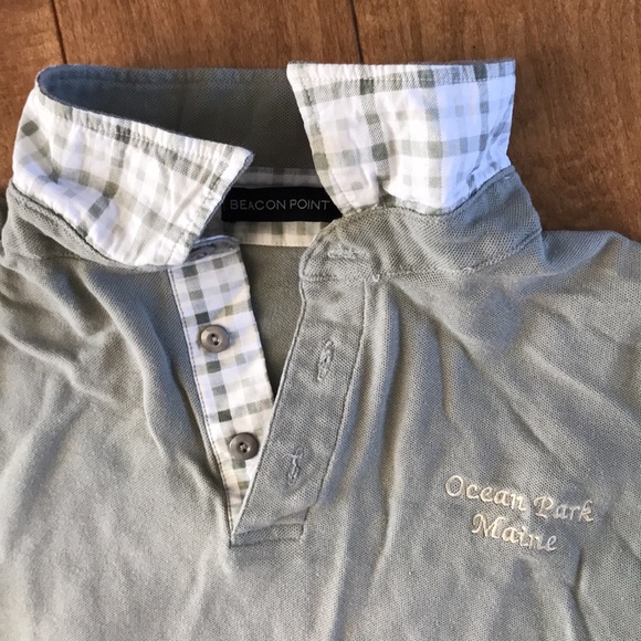 Ocean park maine embroidered plaid trim S shirt - Picture 2 of 6